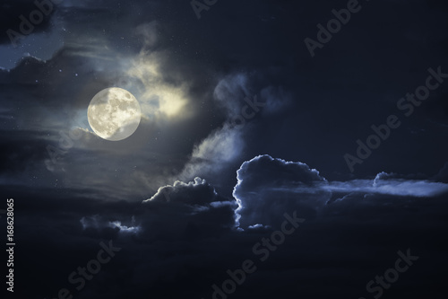 Cloudy full moon sky at night