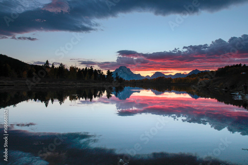 Sunset from Oxbow Bend - Grand Tetons National Park