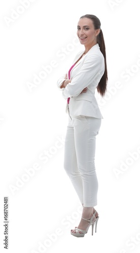 view from the side. portrait of successful business woman