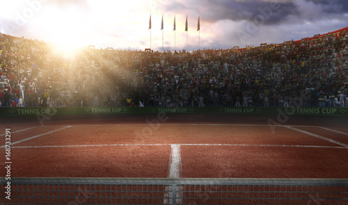 Tenis ziemny dworski areny uroczysty 3d rendering