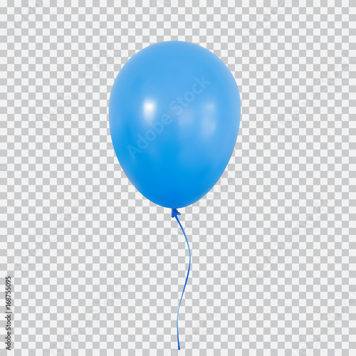 Blue helium balloon isolated on transparent background.