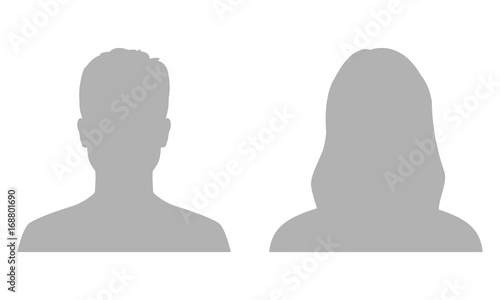 Man and woman avatar profile. Male and Female face silhouette or icon. Vector illustration.