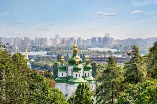 Kiev, Ukraine.Top view Dnieper river from the Botanical garden