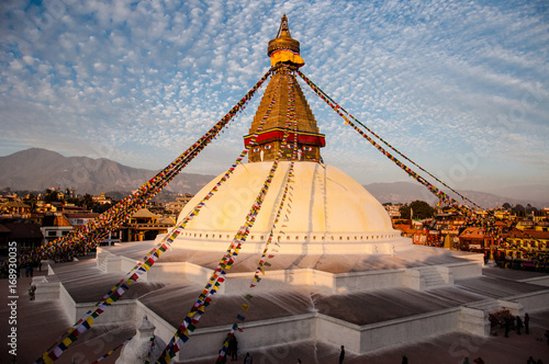 Boudhanath Buddyjska stupa przed trzęsieniem ziemi w Nepalu