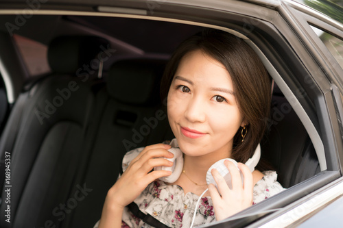 asian girl and car