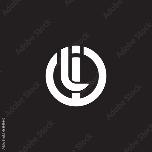 Initial lowercase letter logo il, li, monogram rounded shape, white color on black background