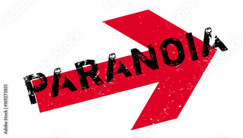 Paranoia rubber stamp. Grunge design with dust scratches. Effects can be easily removed for a clean, crisp look. Color is easily changed.