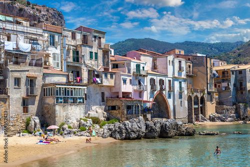 Sandy beach in Cefalu in Sicily