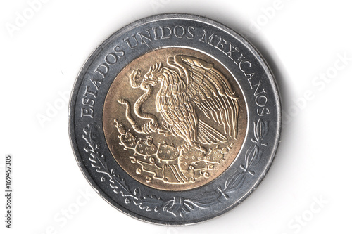 Moneda de cinco pesos mexicanos escudo, Currency of five Mexican pesos