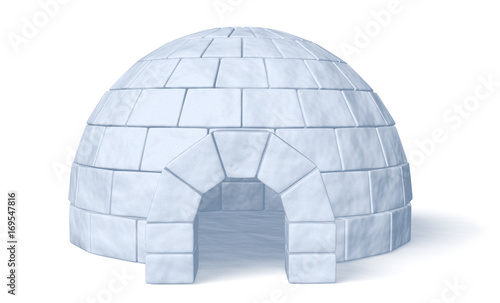 Igloo icehouse on white front view