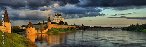 Panorama of the Pskov Kremlin and Trinity Cathedral