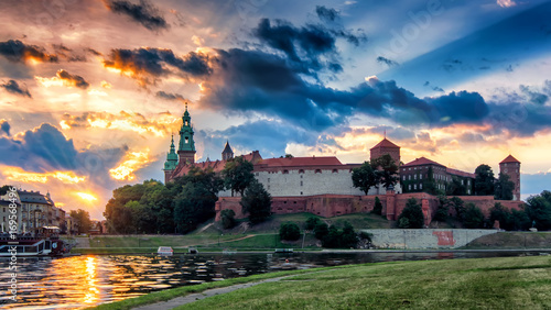 Sunrise with Wawel - Royal Castle in Cracow, Poland, Europe ( Kraków , Krakow )