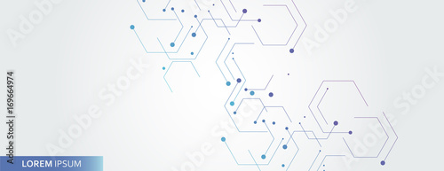 Vector banner design, white background with hexagon pattern