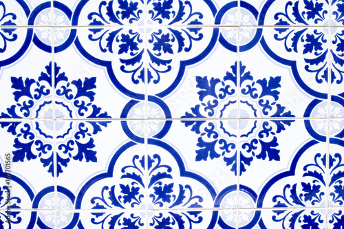 Portuguese azulejo tiles. Watercolor seamless pattern