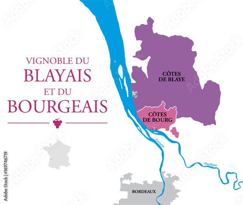 Carte Vignoble Côte de Blaye et Côtes de Bourg