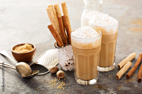Coffee latte or cappuccino with spices