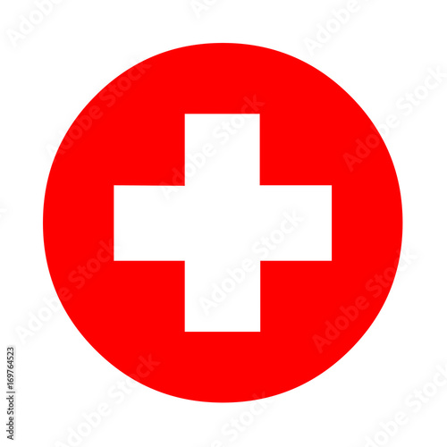 Medical white cross symbol in a red circle