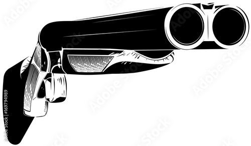 Vector illustration black and white shotgun isolated background