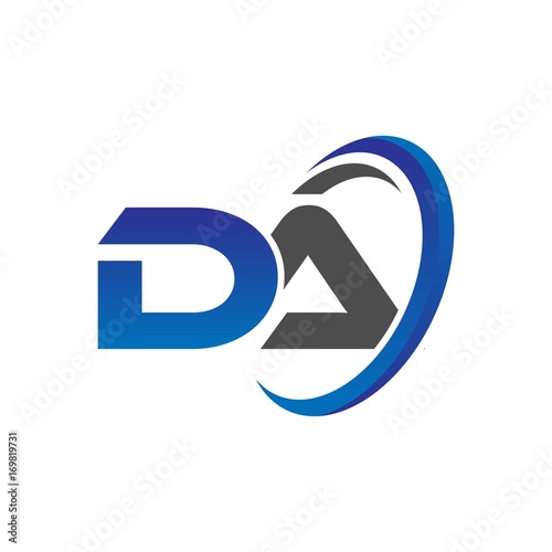 vector initial logo letters da with circle swoosh blue gray