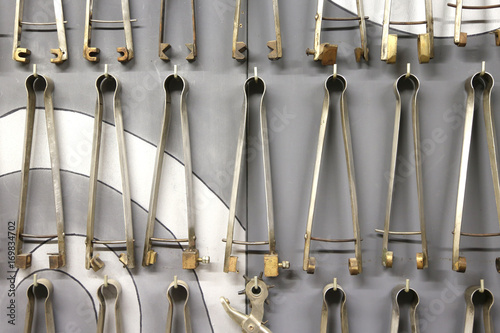 Tools used by glassmakers for jewelery creations