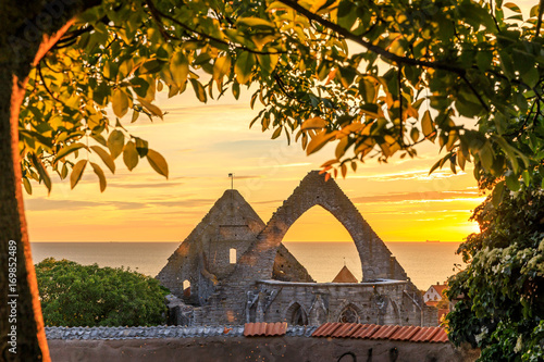 Summer sunset over Visby Old Town, Gotland, Sweden