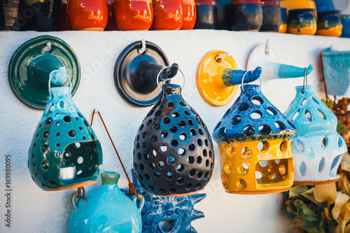 Traditional Cretan painted ceramic dishes, Crete, Greece