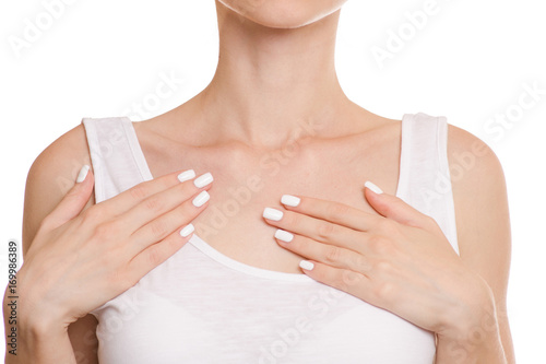 Female hands clavicle isolated