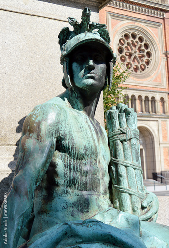 "Wehrstand" (military power) figure, on Bismarck memorial, Düsseldorf, Germany
