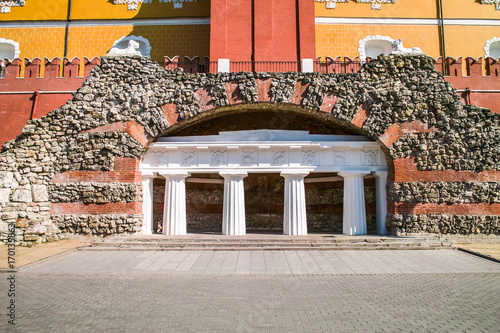 Grotto Kremlin ruins in Aleksander Garden, Moscow, Russia