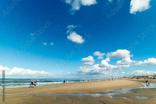 Blue skies above the beach of Zandvoort aan Zee, The Netherlands