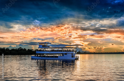 Sunset landscape over Zambezi river