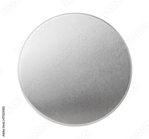 Metal lid of jar isolated on white. Top view.