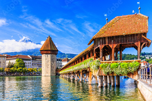 Lucerne, Switzerland. Chapel bridge.