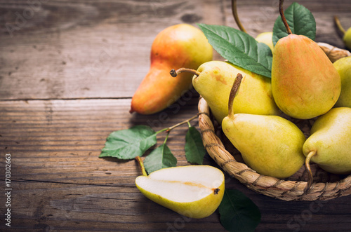 Sweet pears in the basket