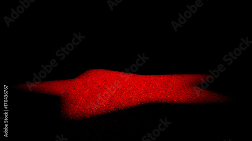 sparkling golden glitter lit by a star-shaped red spotlight (black stage background)