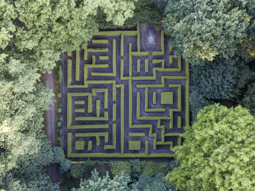 Aerial view of maze in the Anholt castle park
