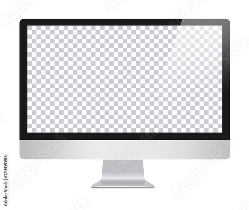Monitor in imac style with blank screen, isolated on white background. Monitor with transparent monitor, screen. Monitor with blank screen isolated . Computer screen - vector illustration.Imac copy 