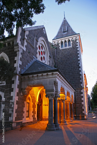 Canterbury museum in Christchurch - The gothic revival architectural style seen in the early evening of summer, on New Zealand's South Island