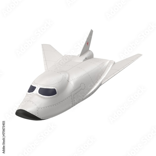 3D rendering of MiG-105 (Lapot) spaceplane. Isolated on white background.