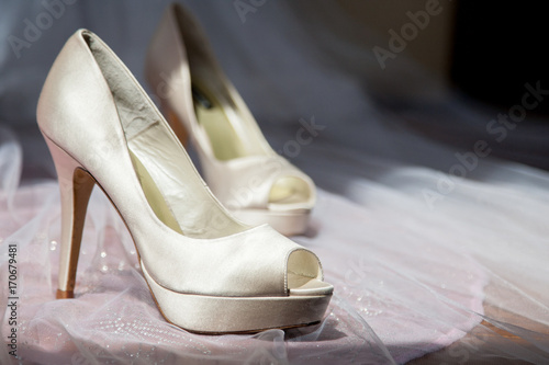 Elegant wedding shoes with high heels 