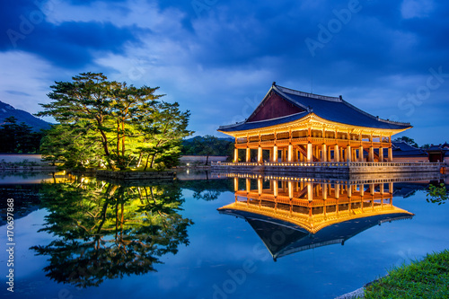 Gyeongbokgung Palace at night in seoul,Korea.