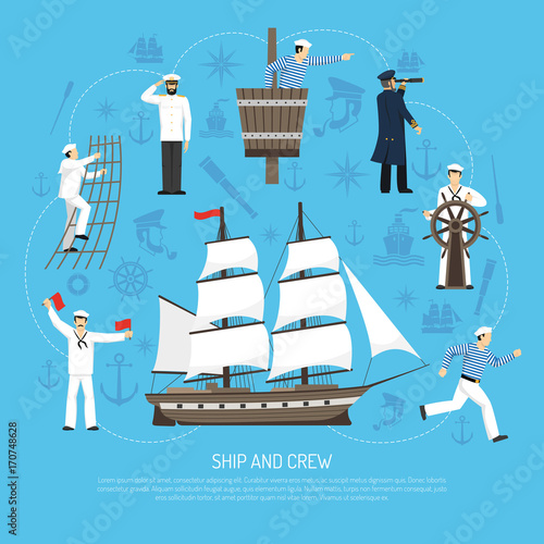 Old Sailboat Sailor Composition Retro