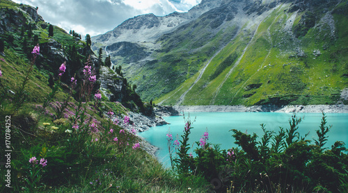 Majestic mountain lake in Switzerland.