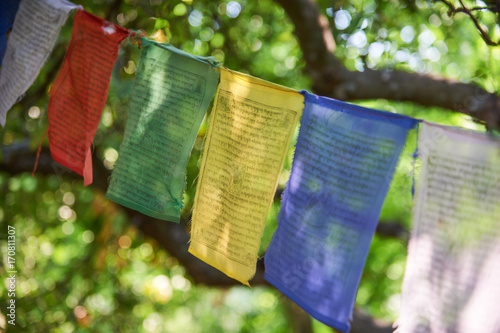 tibetan flags closeup