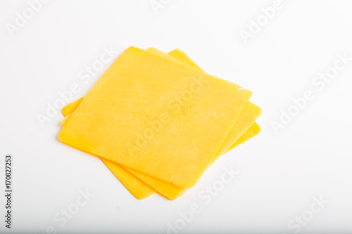 Cheddar cheese slices close up