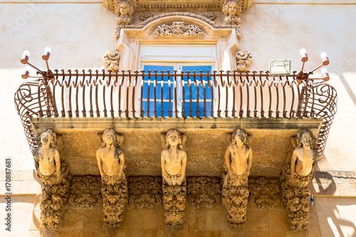 NOTO, ITALY - Detail of Baroque Balcony, 1750