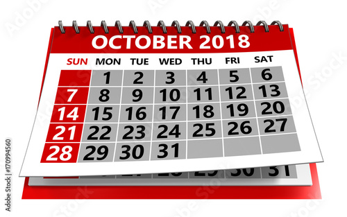 october 2018 calendar