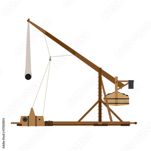 Trebuchet catapult vector war medieval siege illustration weapon wood ancient sling shot historical icon