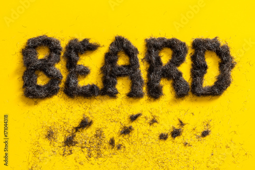 Beard word made of real beard trimmings