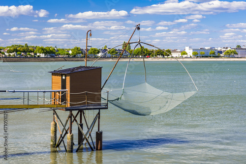 Fishing huts and nets in St Nazaire, France